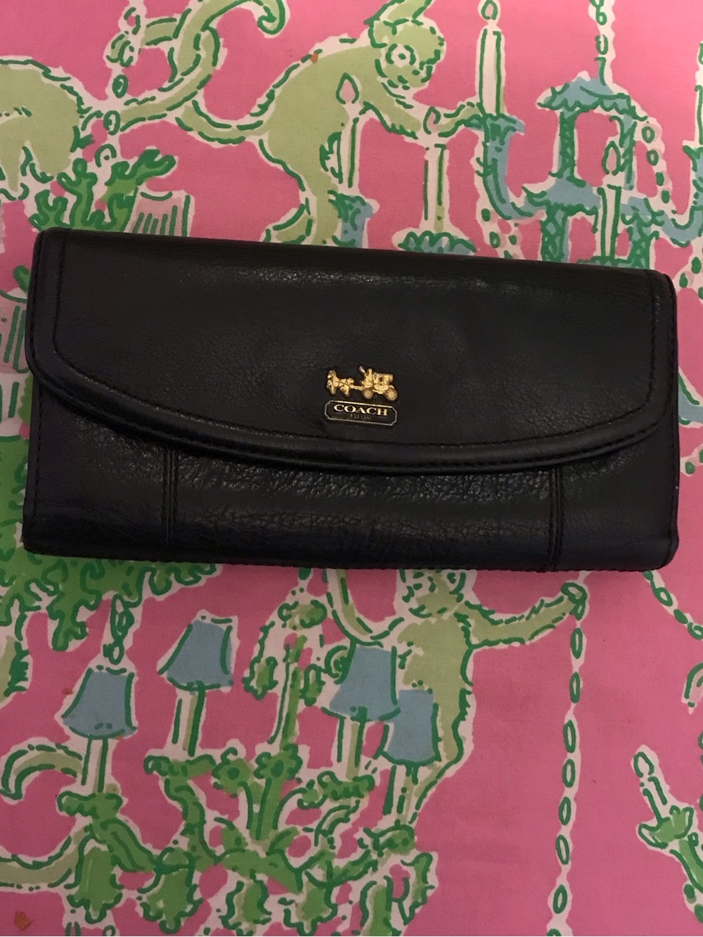 COACH Rare Black Smooth Madison Envelope Flap Wallet vintage Y2K